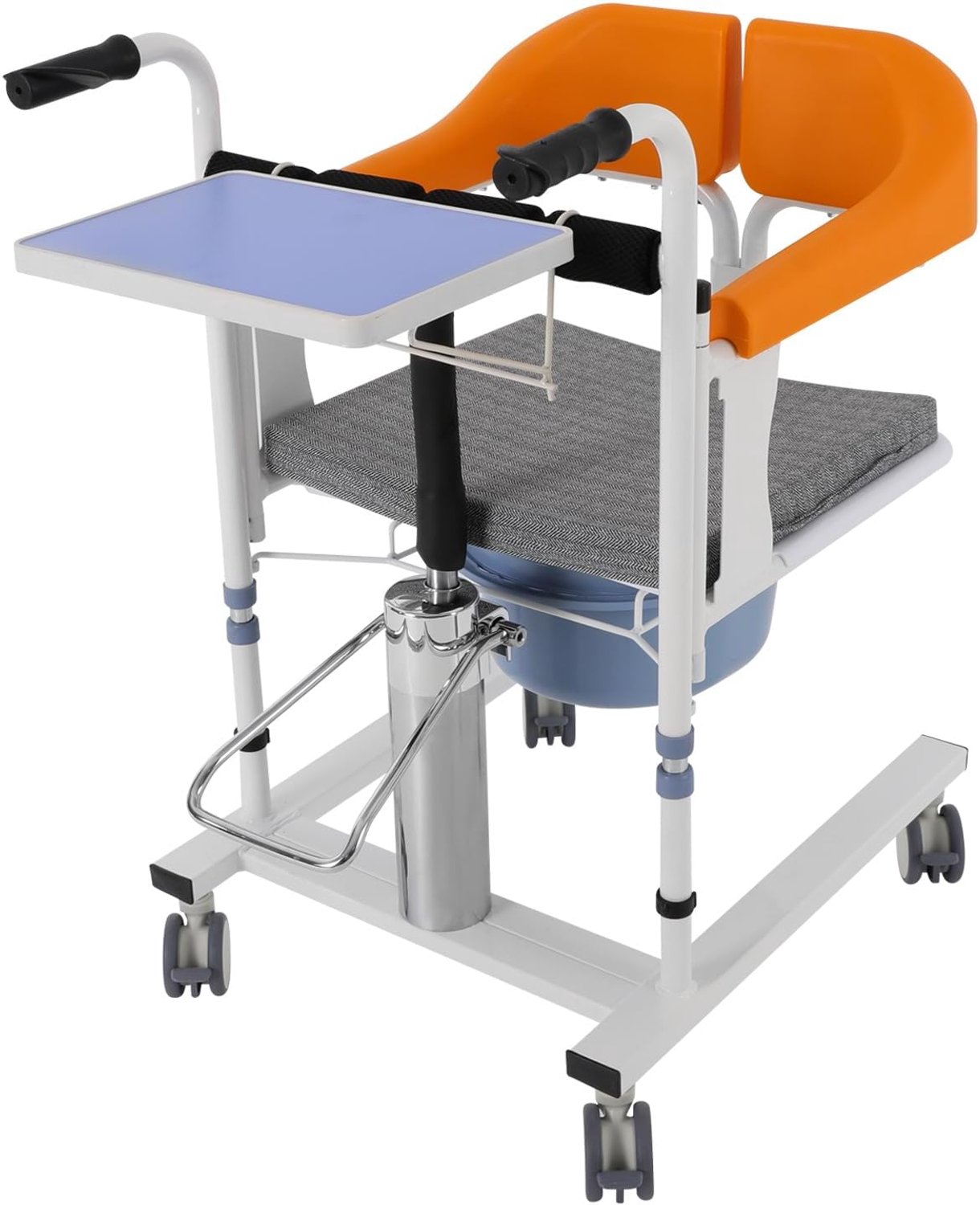 Toiletstoel voor senioren, koolstofstaal, 42-60 cm, in hoogte verstelbaar, hydraulische rolstoel, draagvermogen 100 kg, geschikt voor ouderen, zwangere mensen met een handicap, enz (oranje)