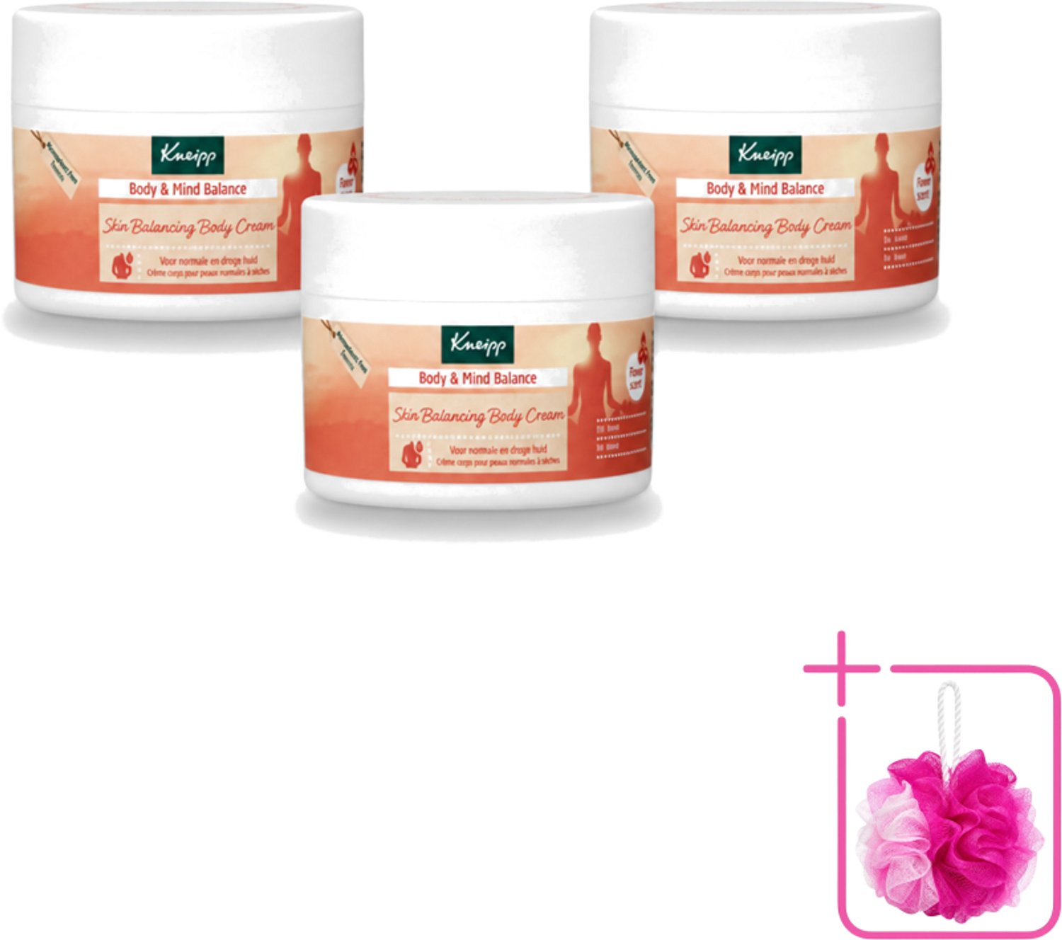 3 x Kneipp - Body crème - Body & Mind Balance - Iris & Vetiver - 200 ml - Bulkverpakking - Kneipp Bodycrème - Douchemop - Balans