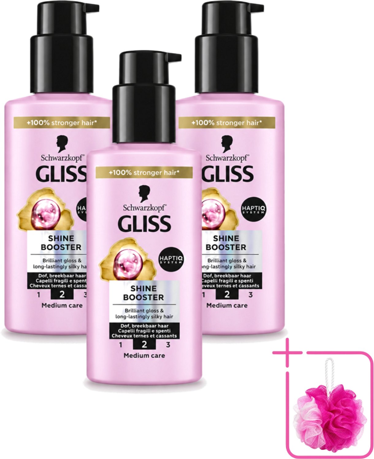 3 x Gliss - Haarserum - Liquid Silk Shine Booster - Fruitige Geur - 100 ml - Bulkverpakking - Haarverzorging - Douchemop - Glans