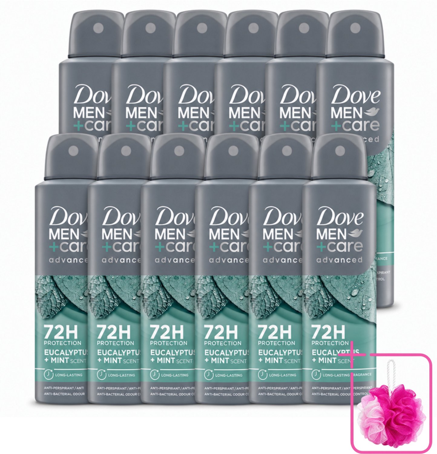 12 x Dove Men+Care Deodorant Spray - Eucalyptus & Mint - 150 ml - Bulkverpakking - Zweetbestrijding - Frisheid