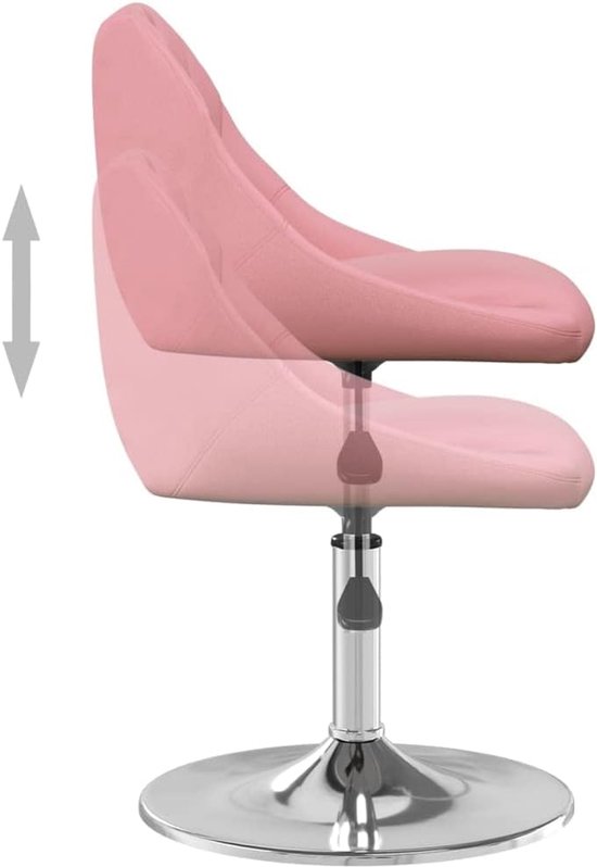 4 stuks draaibare eetkamerstoelen met fluwelen bekleding in roze, verstelbare hoogte door gasdrukveer, modern design met verchroomd stalen frame, 360 graden draaifunctie — afbeelding 5