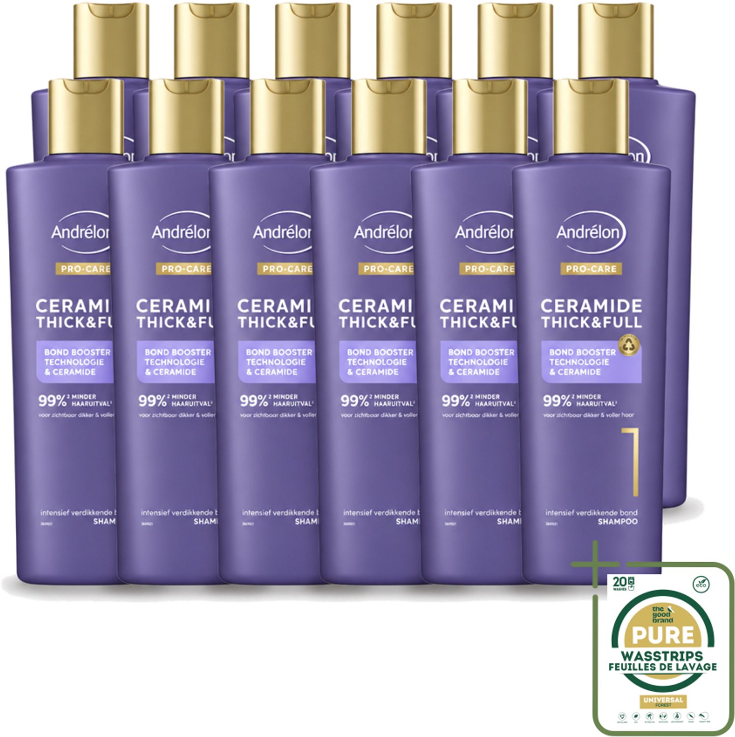 12 x Andrélon – Shampoo – Pro Care – 250 ml - Haarversterken - Haarverdikken - Haaruitval Verminderen - Breuk Voorkomen - Ceramide Shampoo
