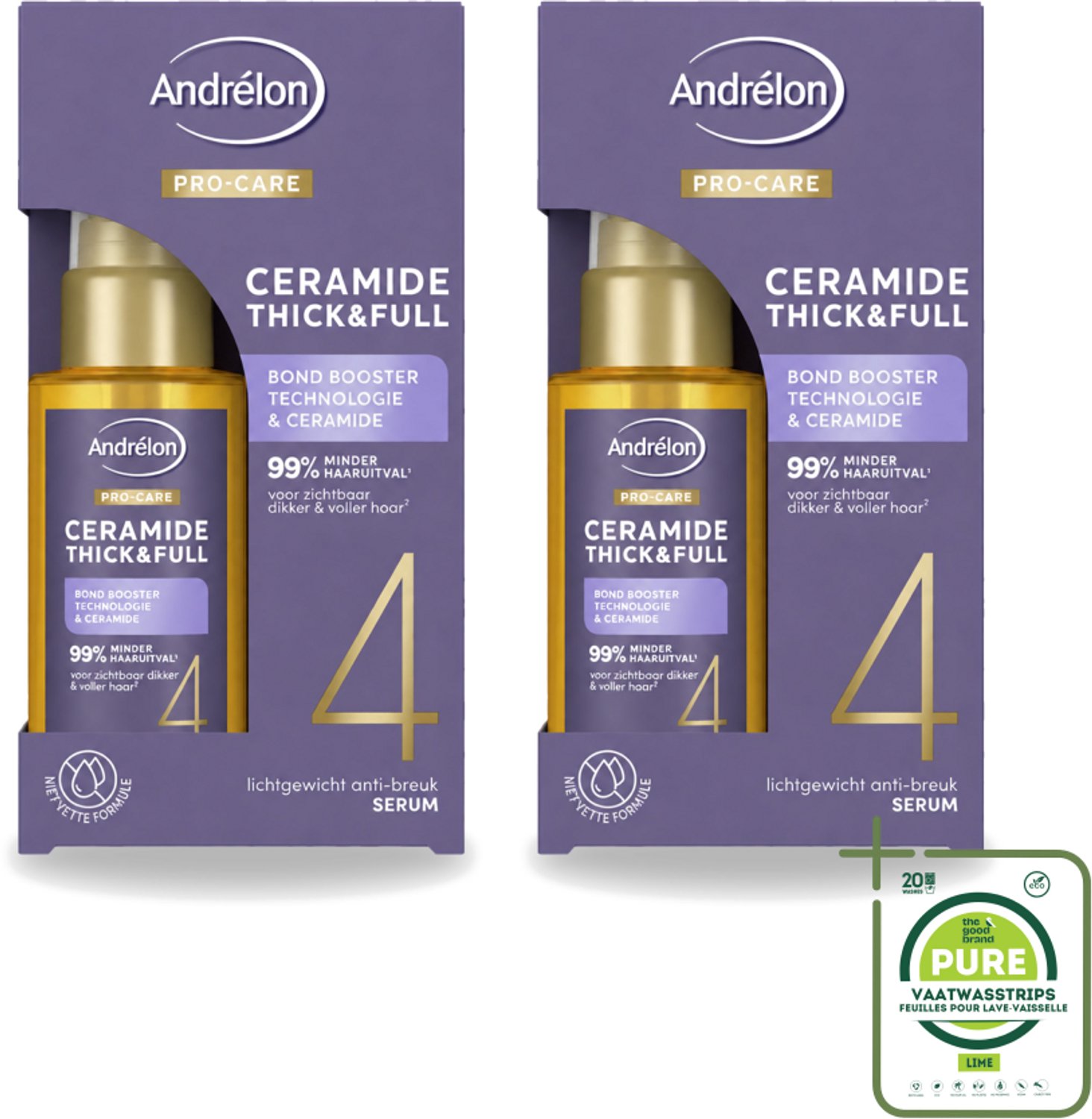 2 x Andrélon – Serum – Pro Care – 50 ml - Grootverpakking - Vaatwasstrips - Fijn Haar Verzorging - Dun Haar Verzorging - Haar Versterken - Haar Verdikken - Haar Beschermen