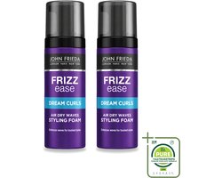 2 x John Frieda – Haarmousse – Frizz Ease Air Dry Waves Foam Styler – Natuurlijk golvend effect – 150 ml - Grootverpakking - Vaatwasstrips - Golven Maken - Haar Drogen Zonder Hitte - Pluizig Haar Temmen - Natuurlijke Slag - Lucht Drogen