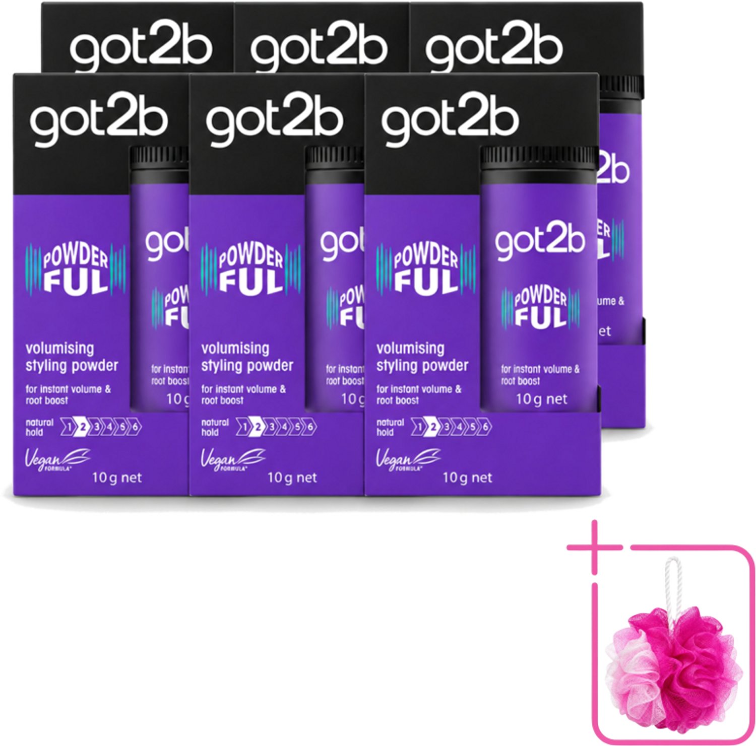 6 x Got2B - Stylingpoeder - Powderful - 10 g - Bulkverpakking - Haar volume - Douchemop - Haarkleur