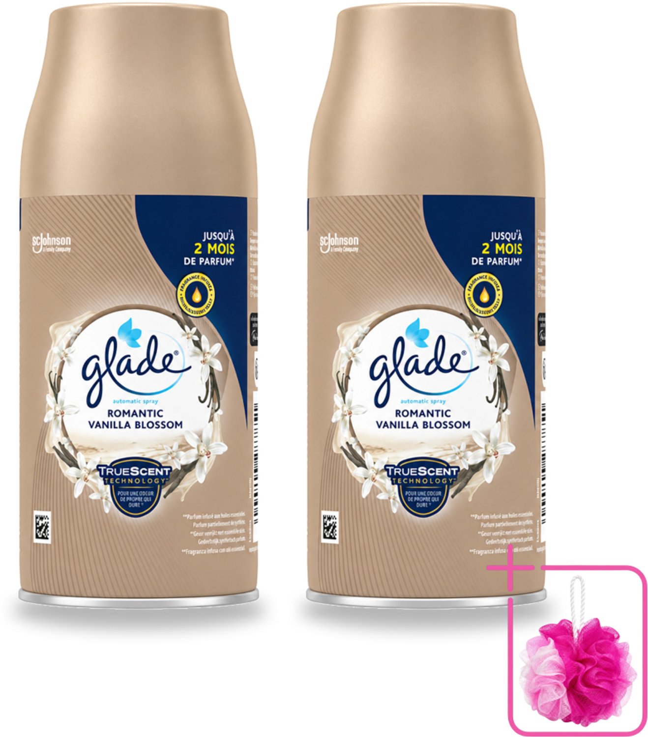 2 x Glade - Romantic Vanillebloesem Navulling - 269 ml - Bulkverpakking - Romantische geur - Douchemop - Vanille