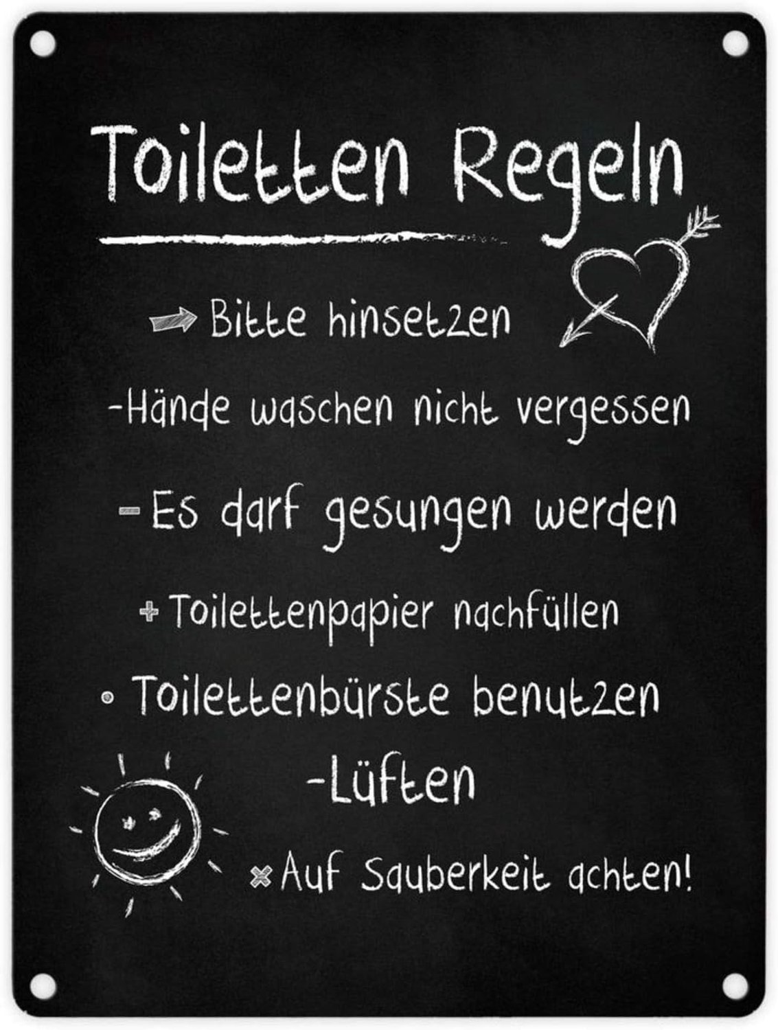 trendaffe - Toiletregels metalen bord in 15 x 20 cm - metalen bord decoratiebord