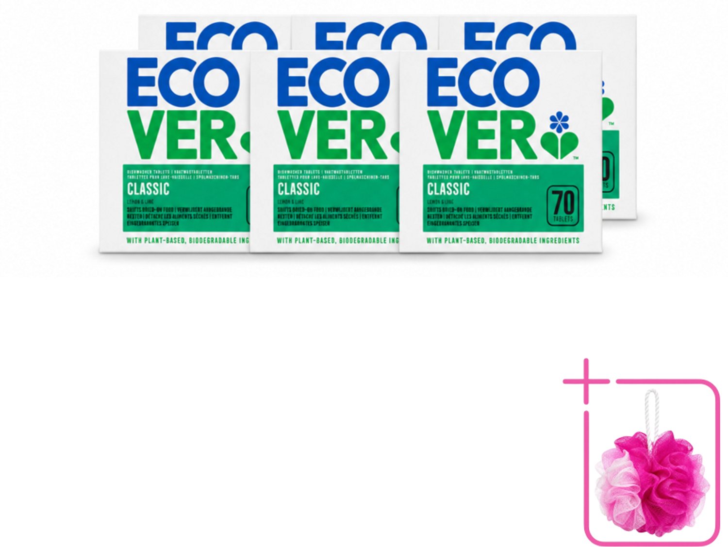 6 x Ecover - Vaatwastabletten Classic - Citroen & Limoen - 70 Tabs - Bulkverpakking - Vaatwasmiddel - Vaatwastablet