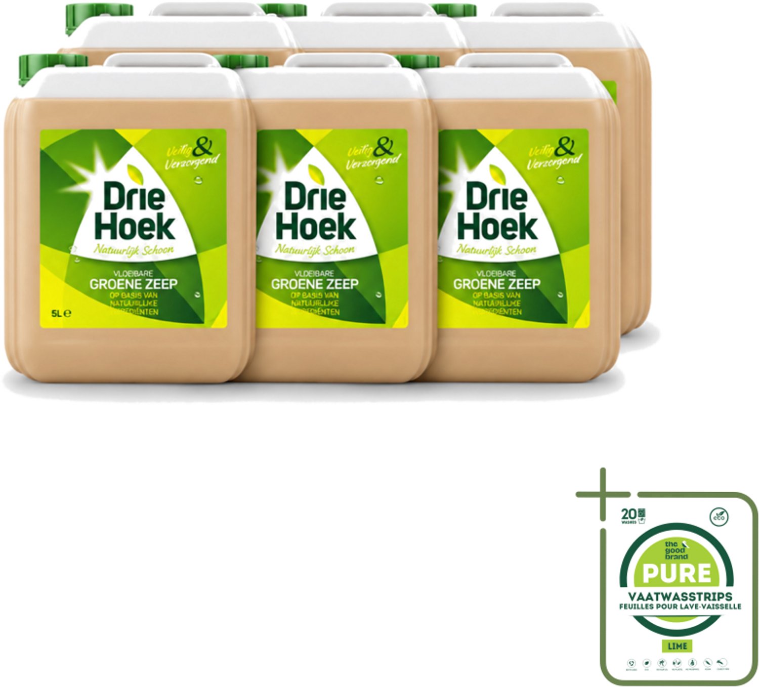 6 x Driehoek – Vloeibare Zeep – Groene Zeep – 5 liter - Grootverpakking - Vaatwasstrips - Schoonmaken - Natuurlijke Zeep - Vloeibare Zeep - Textiel Reinigen - Steen Reinigen