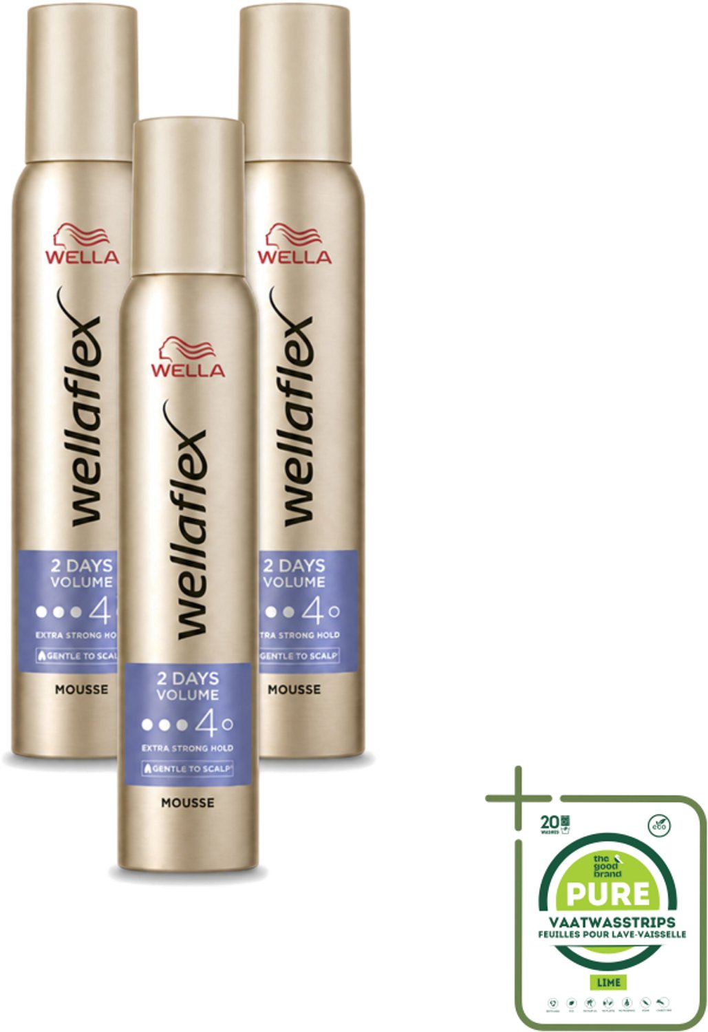3 x Wella – Flex 2 Days Volume – Haarmousse – 200 ml - Grootverpakking - Vaatwasstrips - 2 Dagen Volume - Haarmousse - Volume Haar - Extra Hold - Flexibiliteit Haar