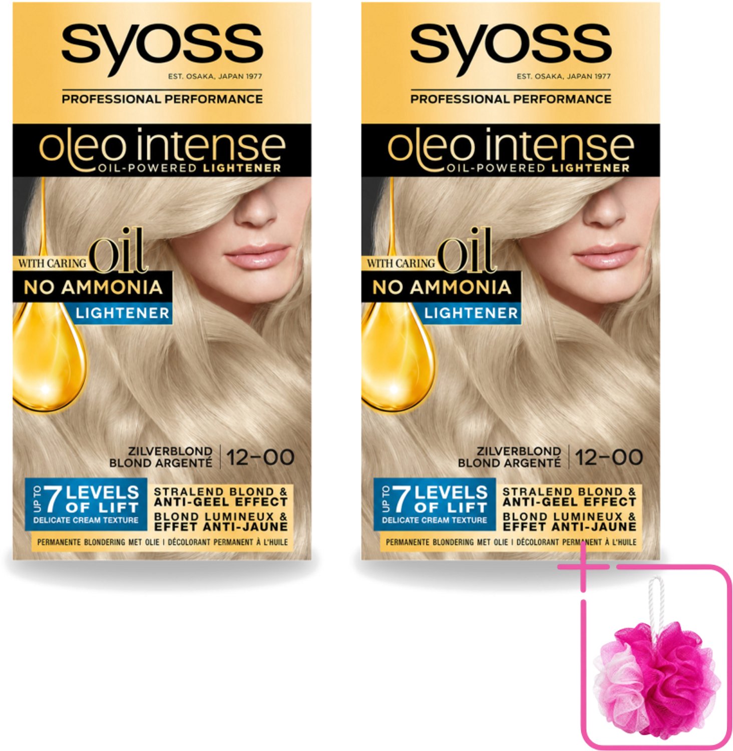 2 x SYOSS - Oleo Intense 12-00 - Haarverf - Permanente Haarkleuring - Zilverblond - Langdurige Kleur - Bulkverpakking - Zilverblond - Douchemop - Haarkleur