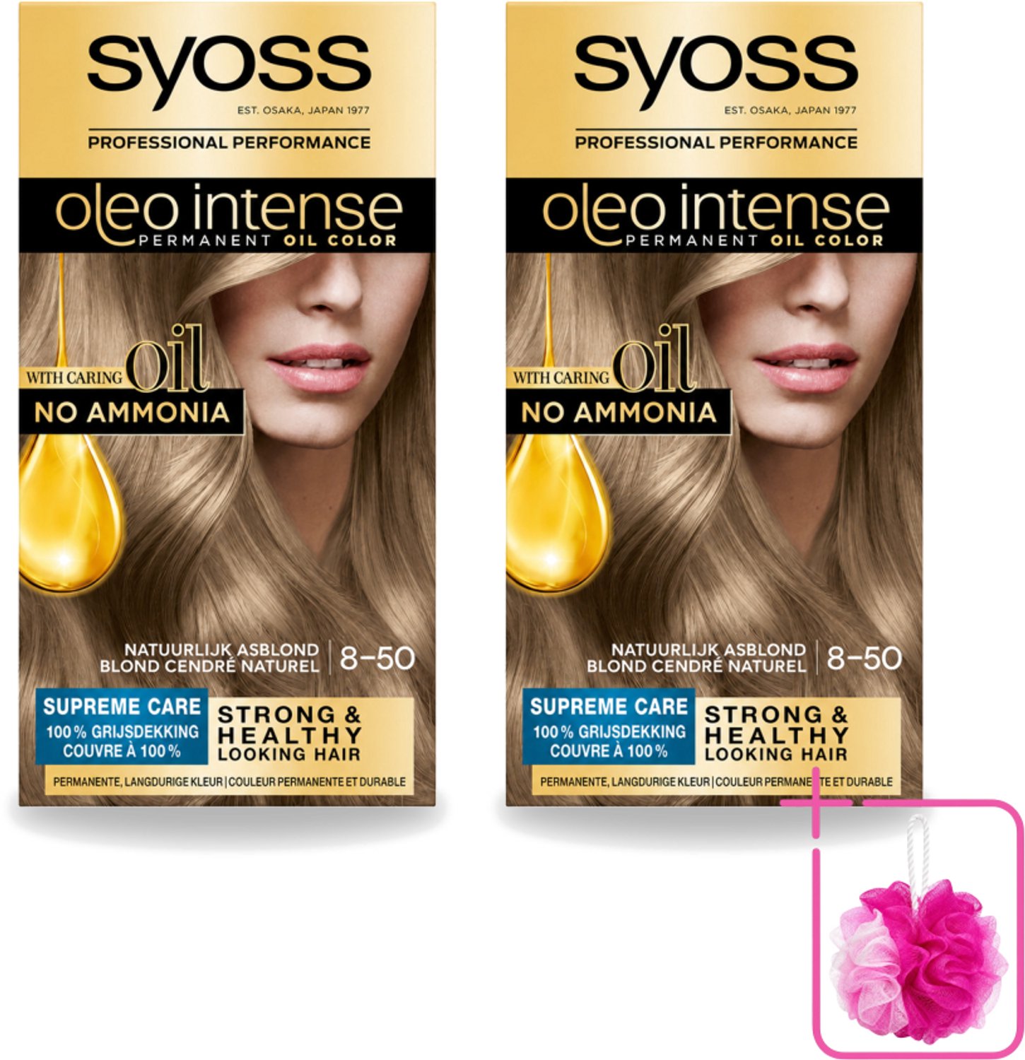 2 x SYOSS - Oleo Intense 8-50 - Haarverf - Permanente Haarkleuring - Natuurlijk Asblond - Langdurige Kleur - Bulkverpakking - Haarkleur - Douchemop - Haarkleuring