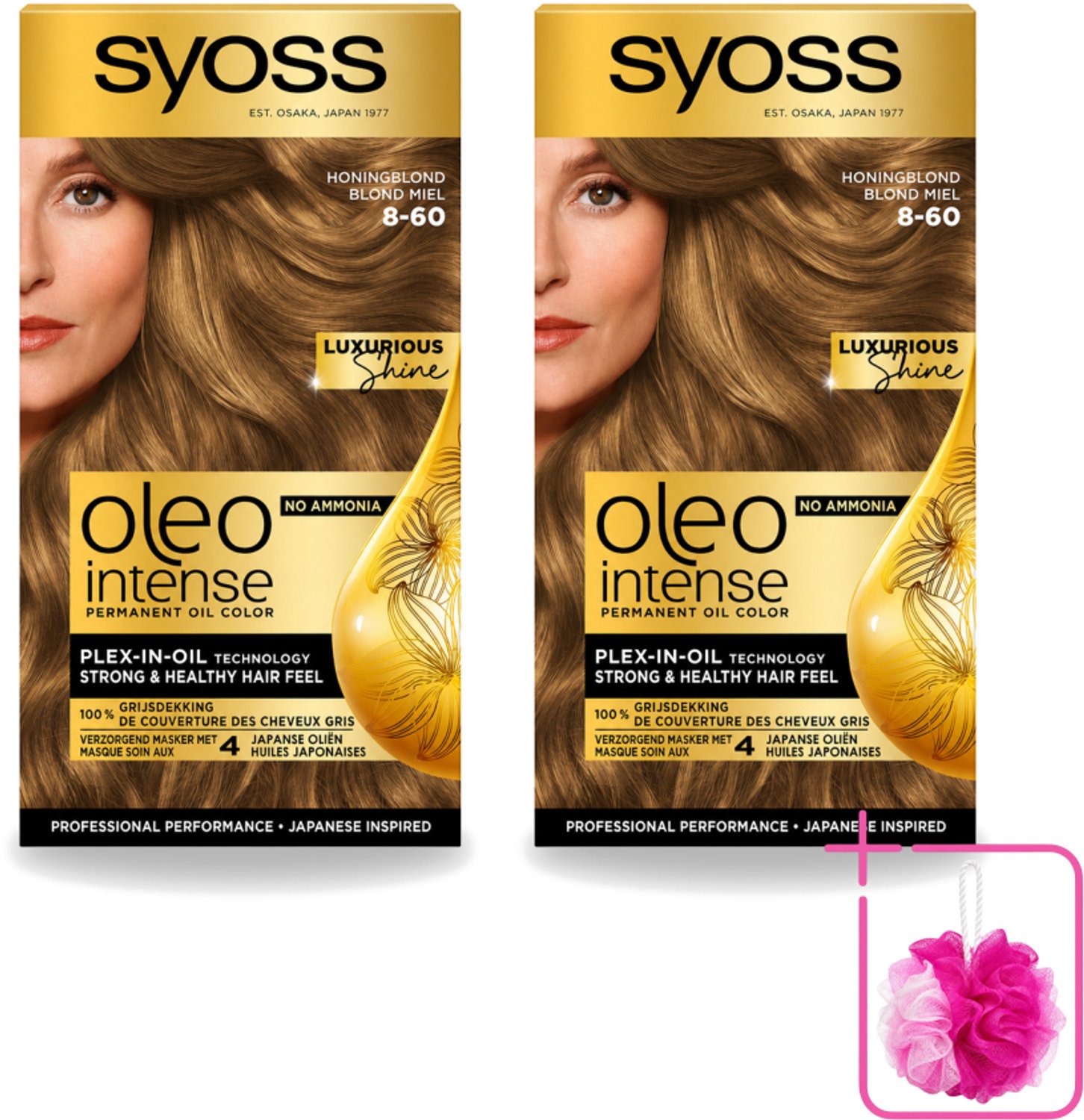 2 x SYOSS - Oleo Intense 8-60 Honing Blond - Haarverf - Zonder Ammoniak - Grijsdekking - Langdurige Kleur - Bulkverpakking - Haarkleuring - Douchemop - Haarkleur