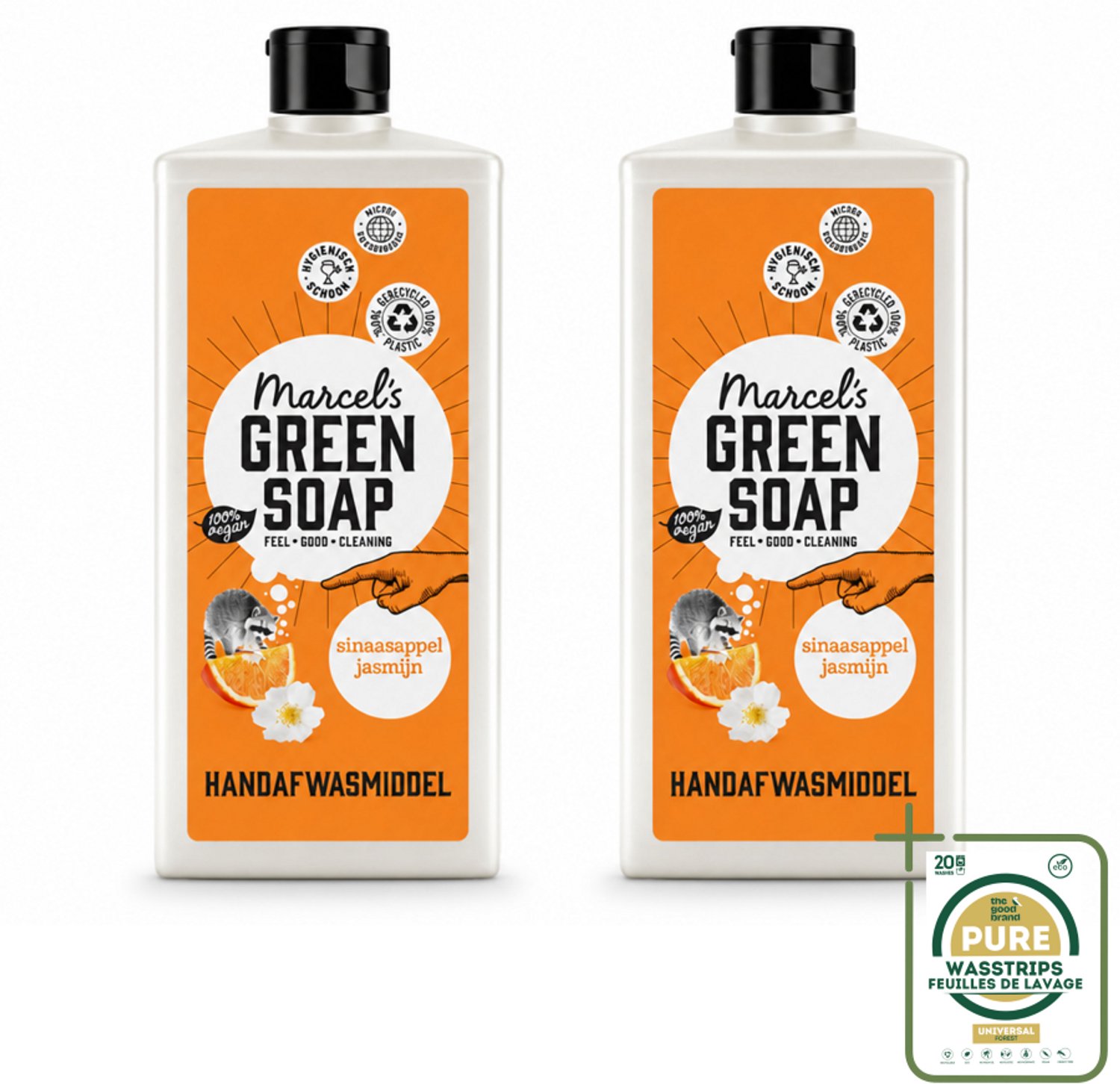 2 x Marcel's Green Soap - Afwasmiddel - Sinaasappel & Jasmijn - Voor dagelijks gebruik - 500 ml - Wasstrips - Afwasmiddel Sinaasappel Jasmijn - Natuurlijk Afwasmiddel - Plantaardig Afwasmiddel - Afwasmiddel Voor Vaat - Afwasmiddel Voor Glas En Pannen