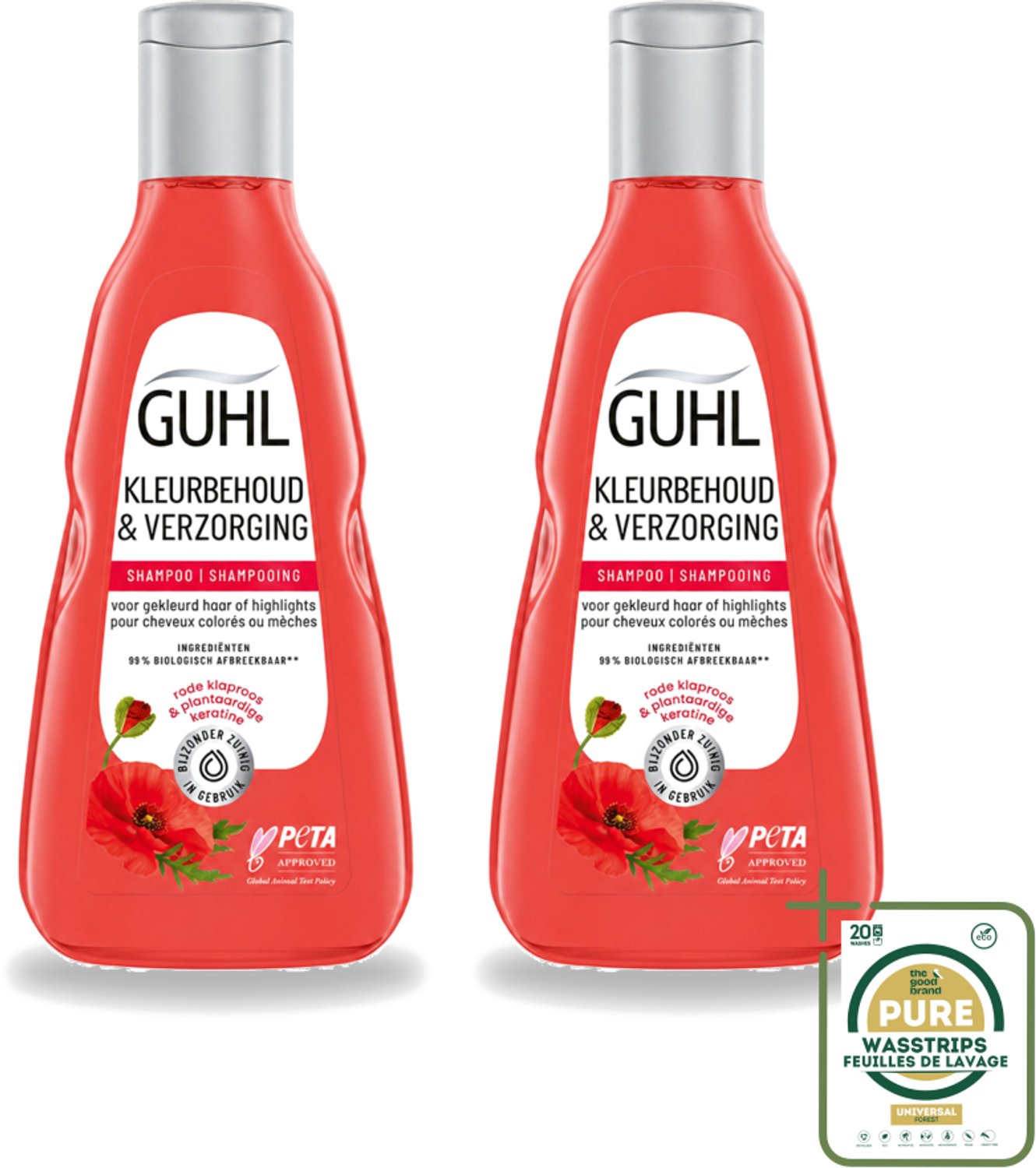 2 x Guhl - Shampoo - Kleurbehoud & Verzorging - 250 ml - Wasstrips - Kleurbehoud Haar - Gekleurd Haar Verzorging - Shampoo Voor Gekleurd Haar - Gezond Haar - Haar Verzorging