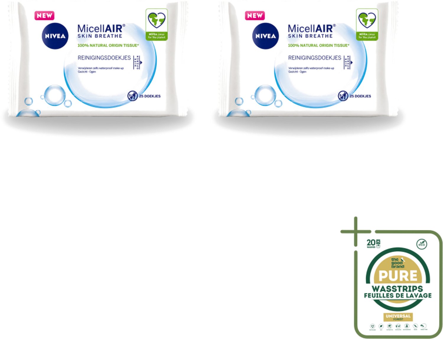 2 x NIVEA - Reinigingsdoekjes - 3-in-1 Micellaire Doekjes - Verwijdert Waterbestendige Make-up - 25 Doekjes - Wasstrips - Reinigingsdoekjes - Gezichtsreiniger - Make-up Verwijderen - Waterbestendige Make-up - Huidverzorging