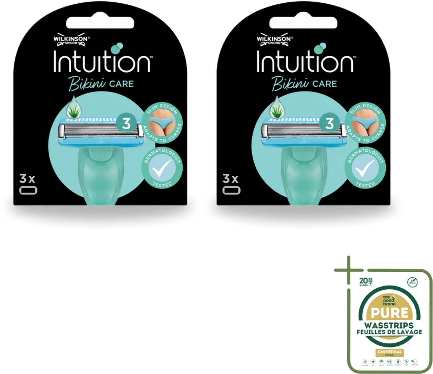 2 x Wilkinson Intuition - Navulmesjes - Bikini Care Duo - Praktisch - 3 mesjes - Intieme Zone Scheren - Gevoelige Huid Scheren - Bikini Lijn Scheren - Navulmesjes - Scherpe Mesjes