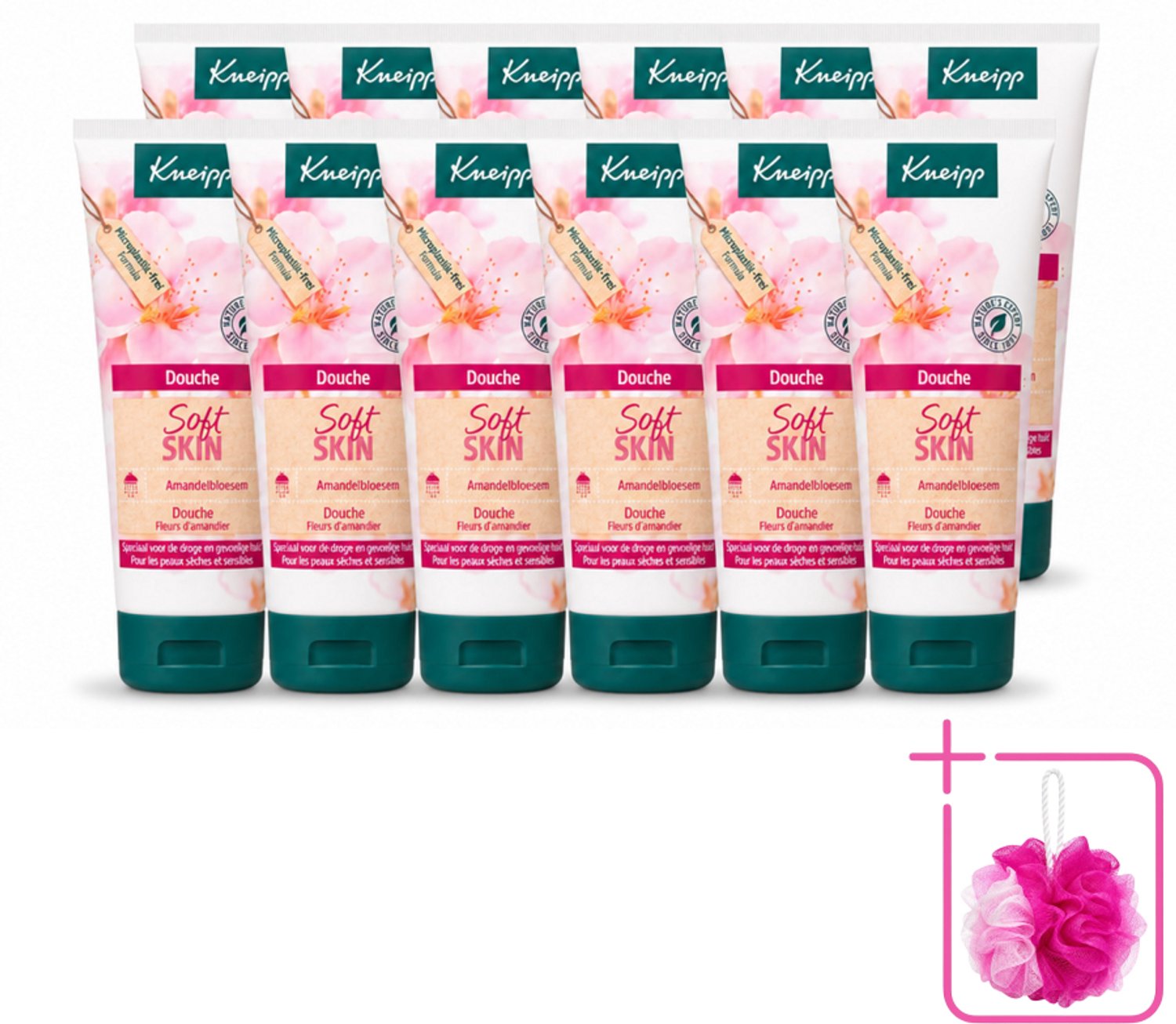 12 x Kneipp – Amandel – Douche – 75 ml - Bulkverpakking - Douchegel - Douchemop - Amandelolie