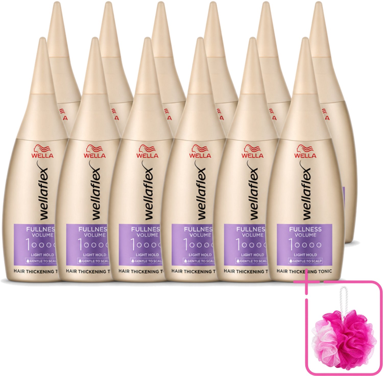 12 x Wella – Flex Fullness Volume – Haar Tonic – 100 ml - Bulkverpakking - Haarverdikker - Douchemop - Volume