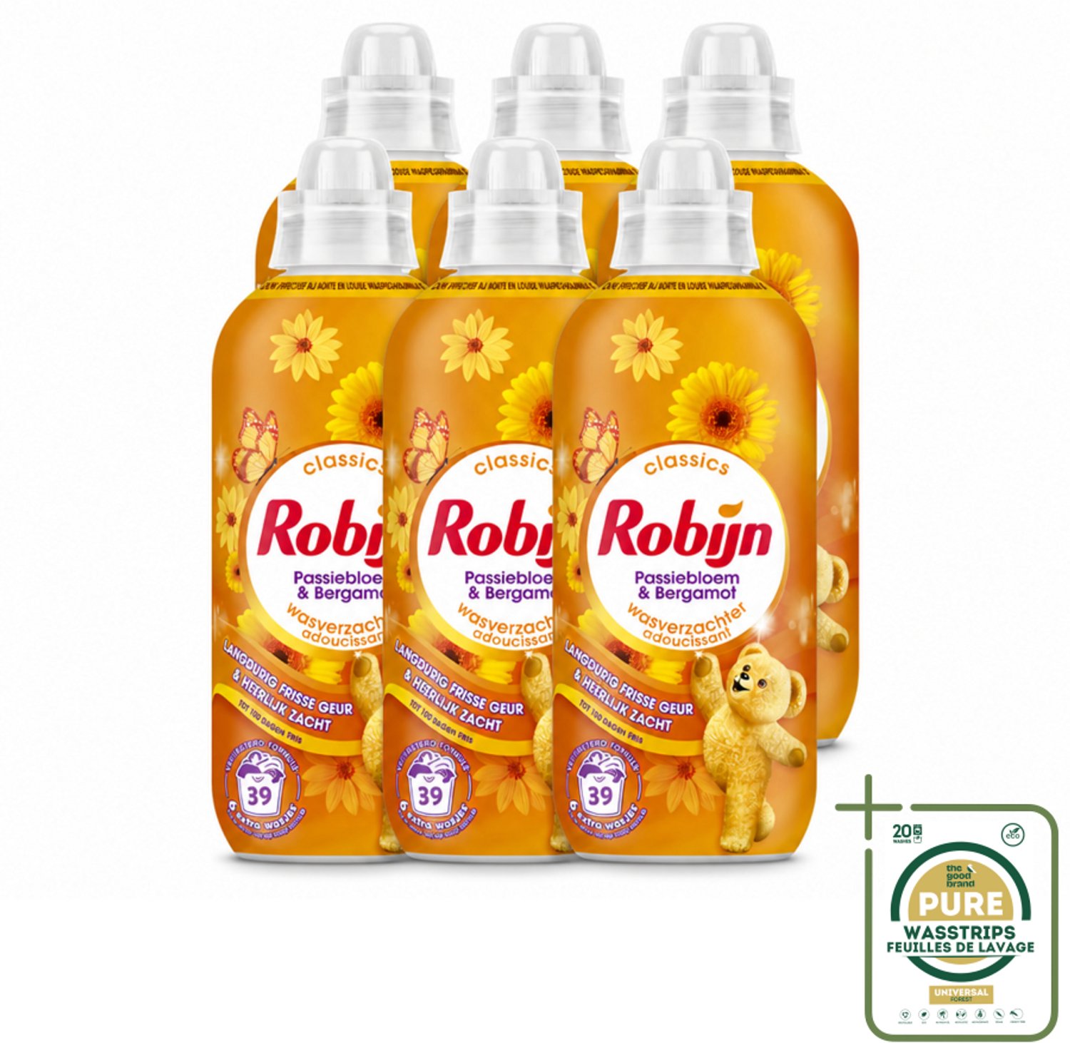 6 x Robijn – Wasverzachter – Passiebloem & Bergamot – 780 ml - Wasstrips - Wasverzachter - Wasverzachter Passiebloem Bergamot - Wasverzachter Passiebloem - Wasverzachter Bergamot - Wasverzachter Voor Katoen