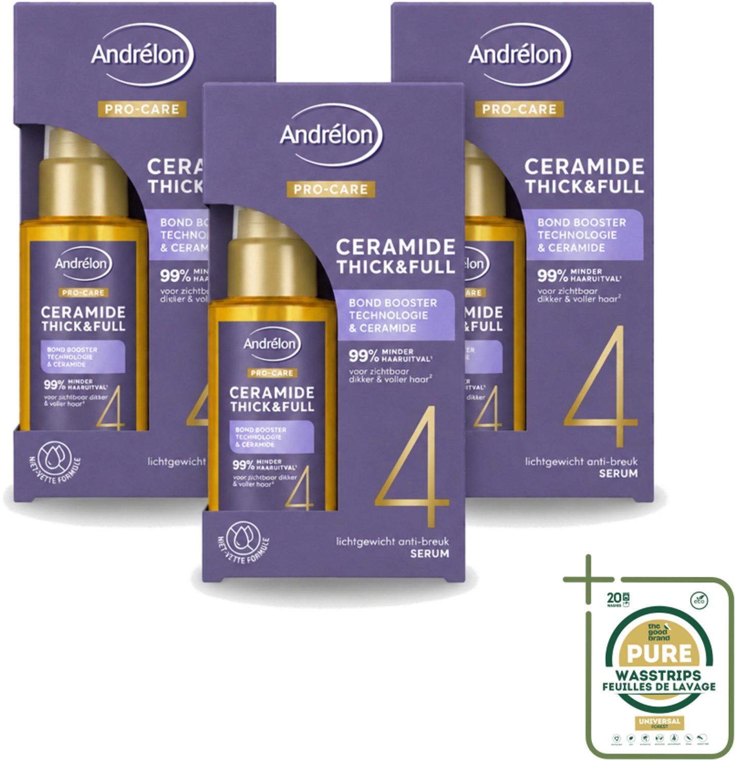 3 x Andrélon – Serum – Pro Care – 50 ml - Wasstrips - Haarverzorging - Haarversterking - Haarverdikking - Haarbescherming - Ceramide