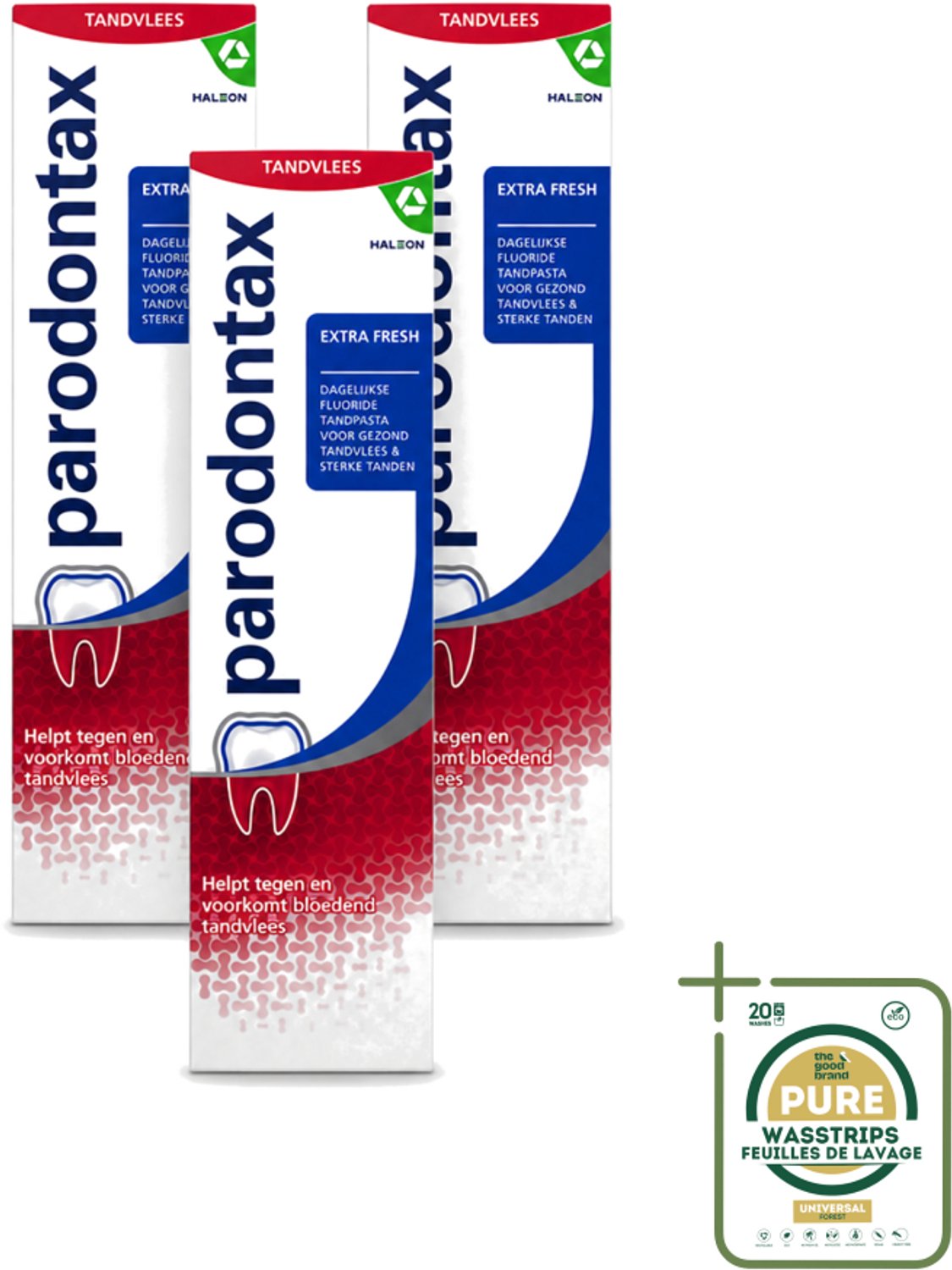 3 x Parodontax – Tandpasta – Extra Fresh – 75 ml - Wasstrips - Tandpasta Voor Bloedend Tandvlees - Gezond Tandvlees - Tandpasta Met Fluoride - Frisse Mond - Tandpasta Extra Fresh