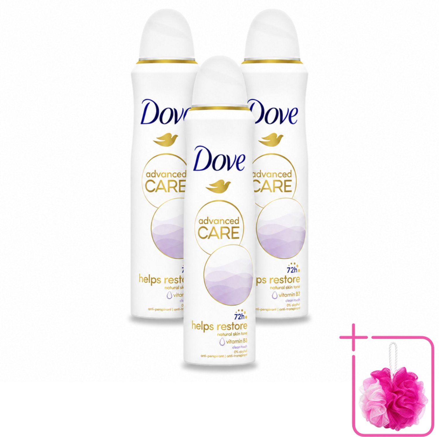 3 x Dove – Deodorant Spray – Clean Touch – 150 ml - Bulkverpakking - Anti-transpirant - Deodorant spray