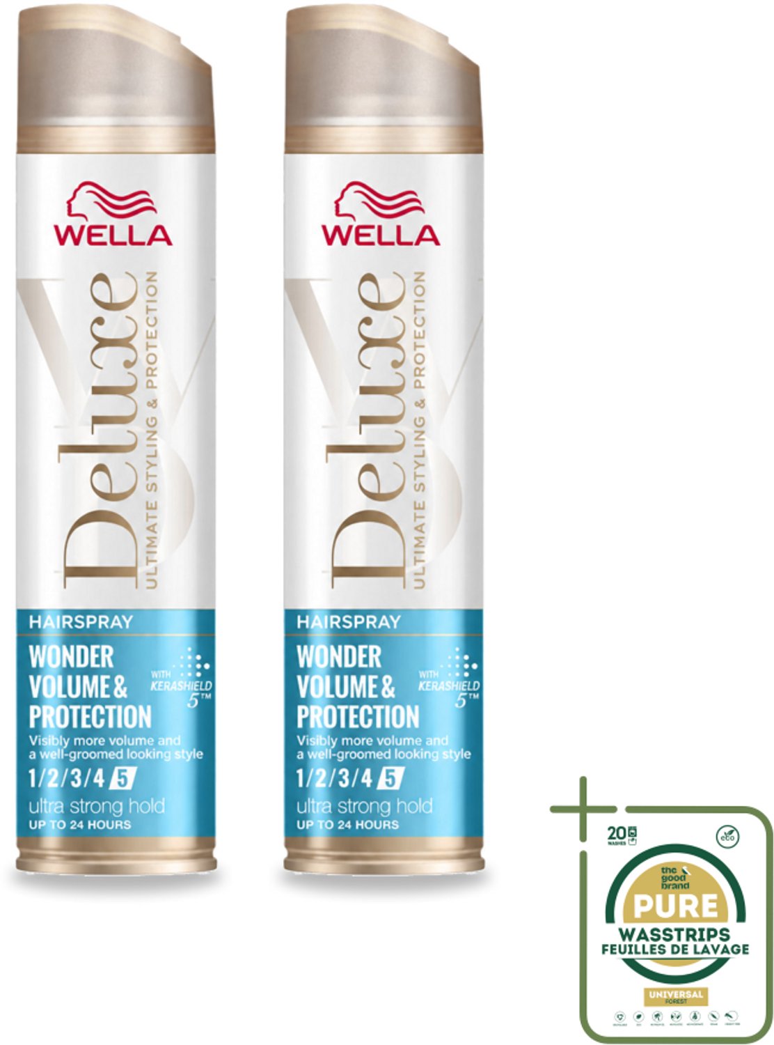 2 x Wella – Deluxe Volume & Protection – Haarspray – 250 ml - Wasstrips - Haarspray - Volume - Bescherming - UV Bescherming - Anti-pluis