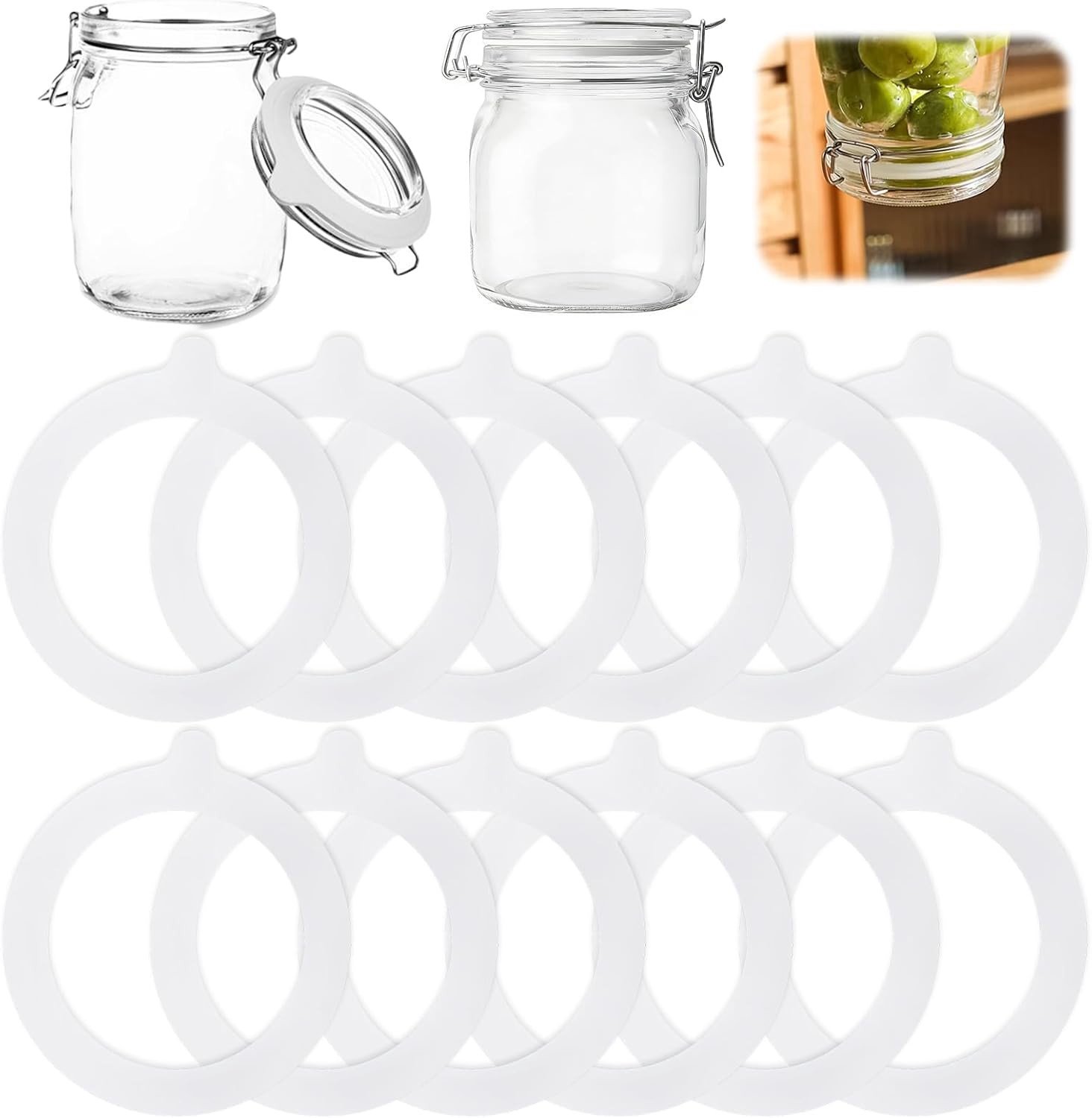 Set van 12 rubberen ringen voor inmaakpotten, 70 x 95 mm, ideaal voor conserveren en bewaren