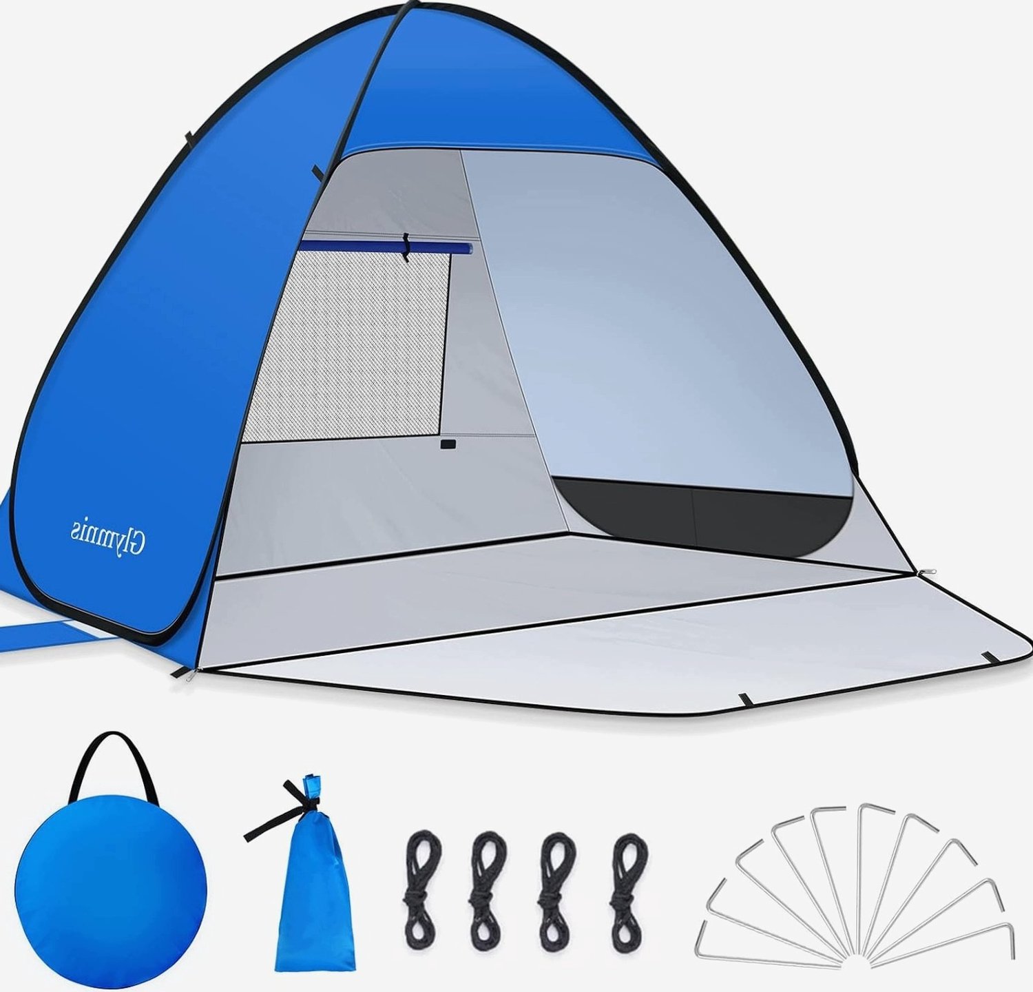 Automatische Strandtent 4 Pers. UV Bescherming Pop-up Blauw