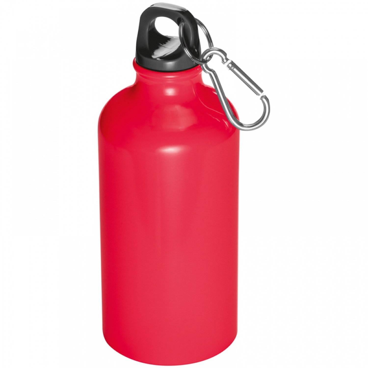 Merkloze Aluminium Bidon 500 ml met Karabijnhaak - Rood