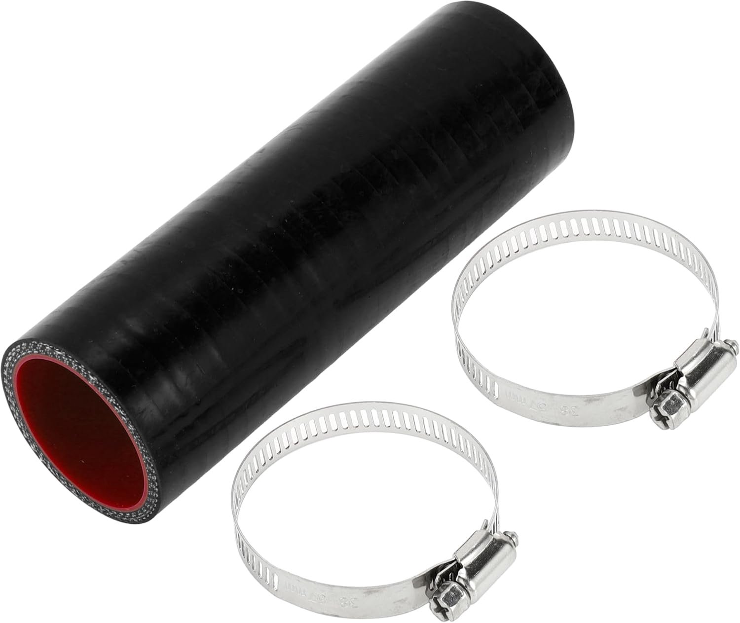 A ABSOPRO 1 set silicone hose black red car 40mm/1.57inch ID 150mm/5.91inch length 0 degree with clamps universal - ShopVlot