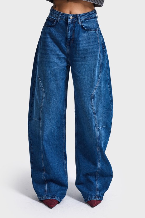 It's Basic - BARREL BALLOON MID RISE JEANS - AZURE