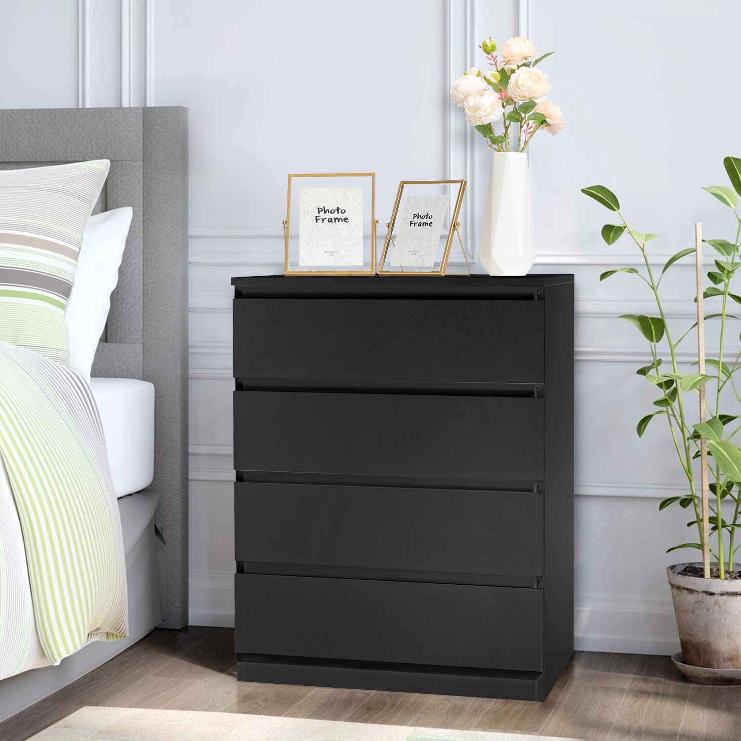 LEADZM Ladekast met 4 lades - Zwart - 60 x 38 x 78 cm