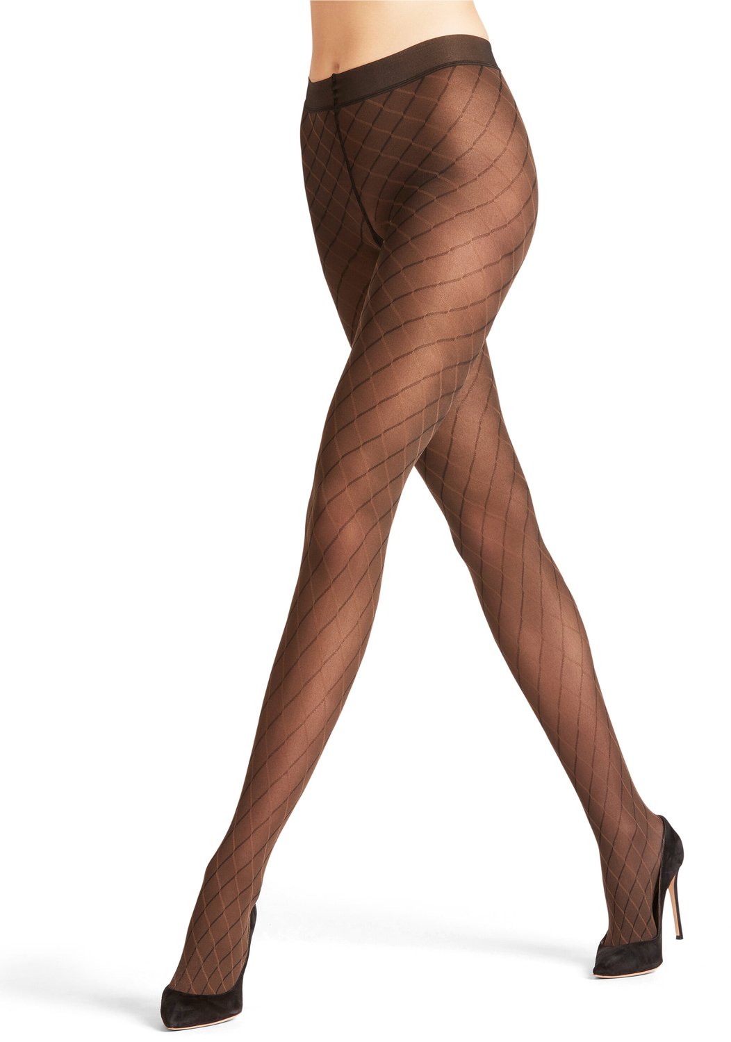 FALKE Intrigue gedessineerd materiaal transparent 30 DEN panty dames bruin - maat S-M