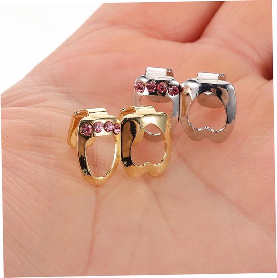 2 Stuks Sieraden Voor Vrouwen Sieraden Voor Mannen Vrouwen Mondgrills Sieraden Dubbele Tandgrillmouwen Rapper Tandgrills Rapper Sieraden Voor Mannen Tandsieraden Voor Mannen — afbeelding 4