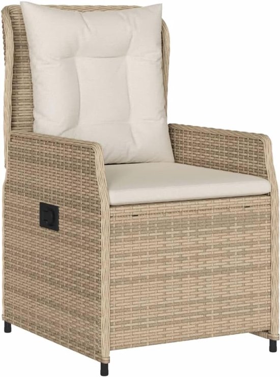Poly rattan verstelbare rugleuning loungeset beige crèmewit 80x80x74 cm — afbeelding 2