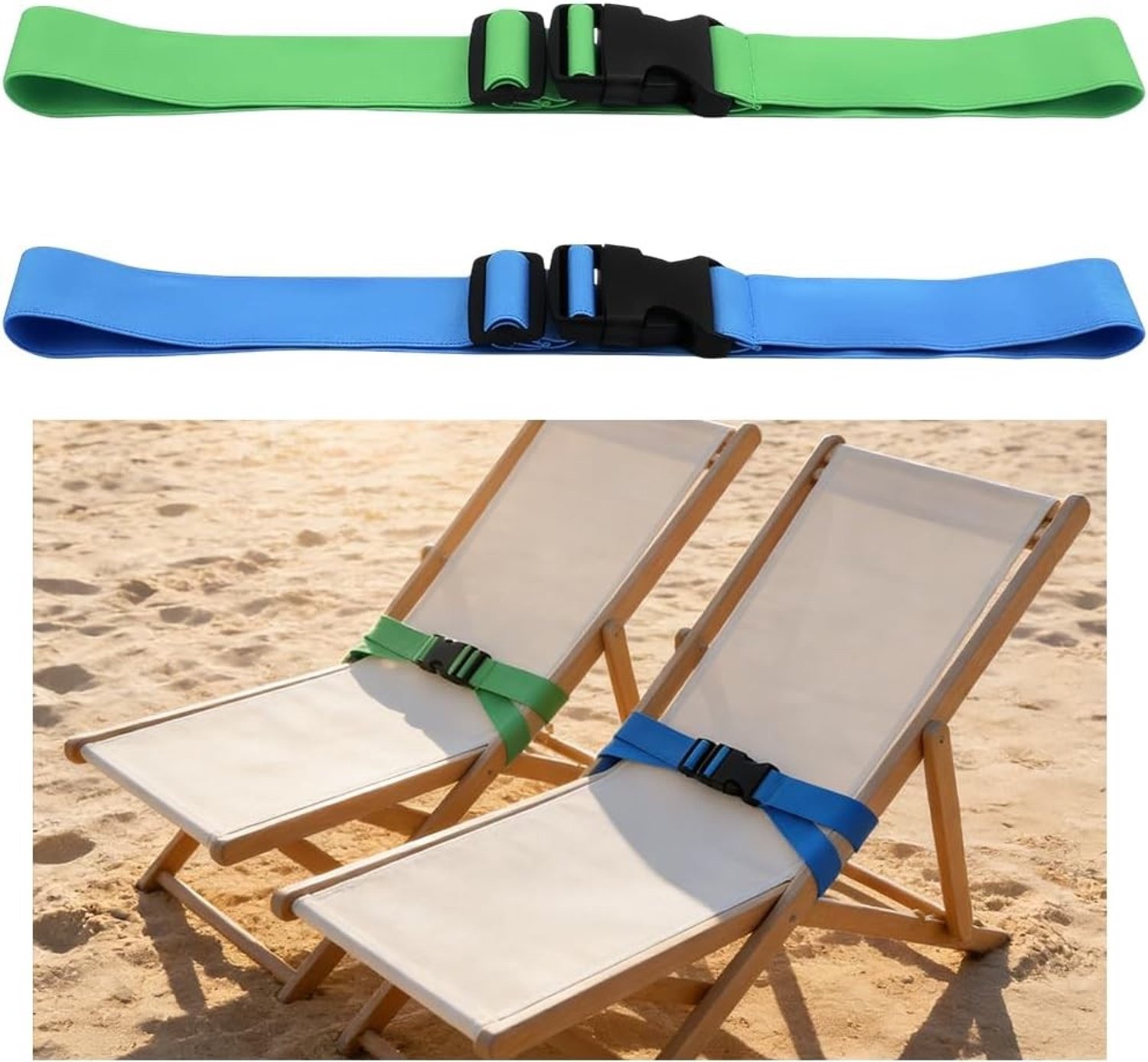 Strandhanddoekbanden - Blauw - 30 x 5 cm - Elastisch en Duurzaam - Voor Strandstoelen