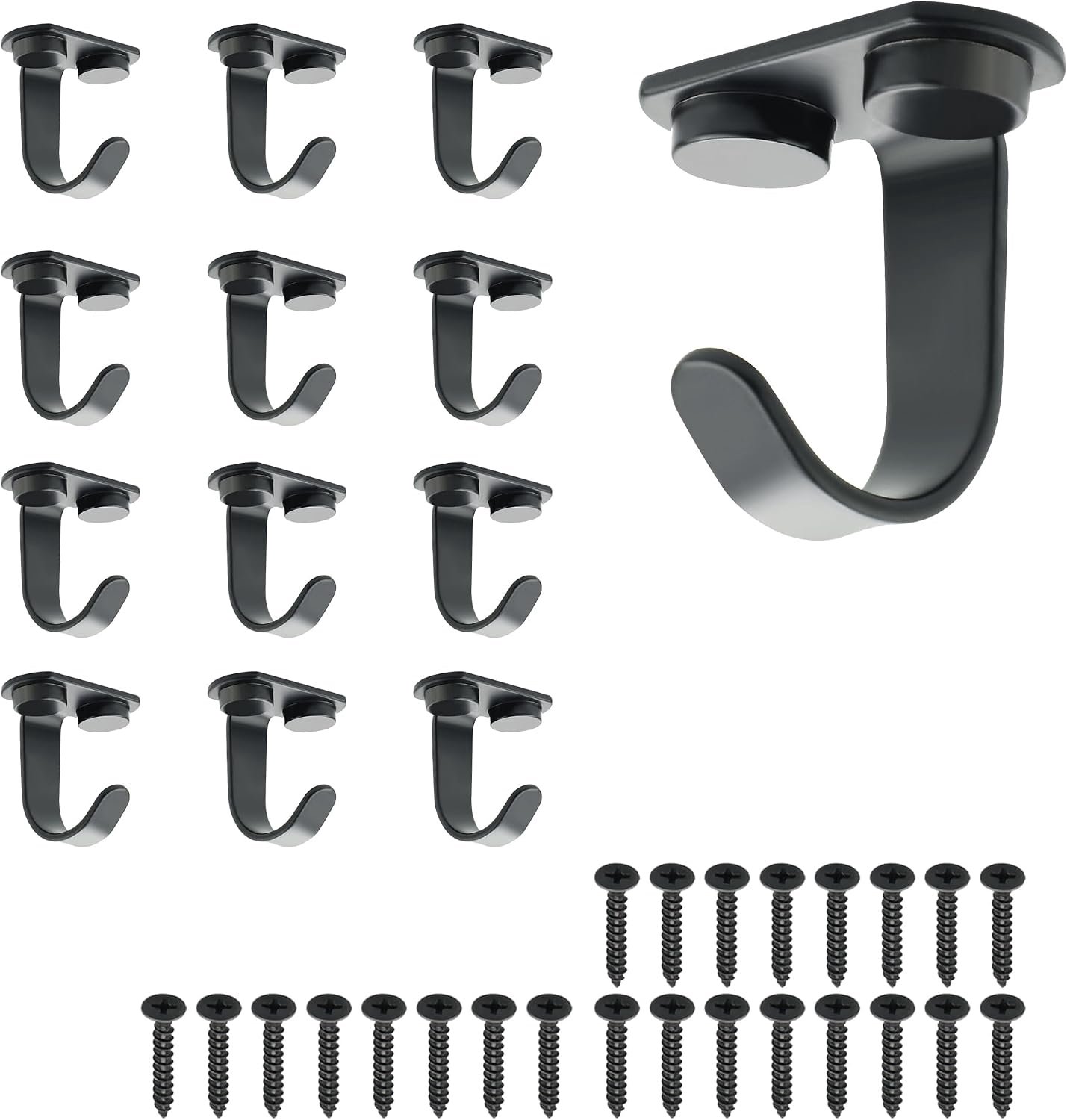 Mooche 12pcs Black Ceiling Hooks for Hanging Plants, 35mm Heavy Duty Wall Mounted Stainless Steel Hanging Hooks - ShopVlot