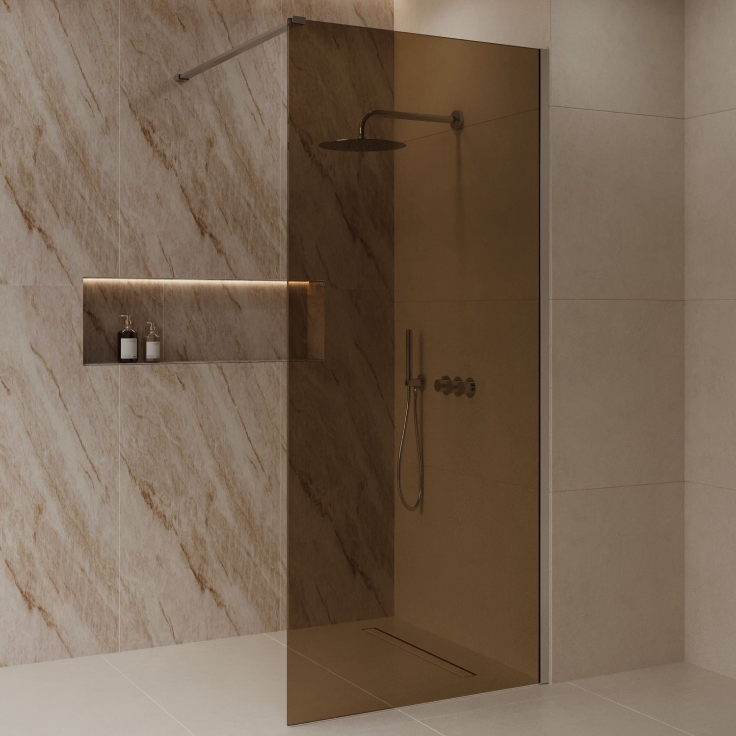 Sanitado Dalis Inloopdouche Sepia Glas RVS Profielen 120x200 cm