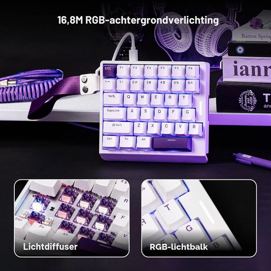 One Hand Hall Effect Gaming Toetsenbord met 8K Polling, 0.125ms Reactietijd en RGB Verlichting voor PC/Mac — afbeelding 5