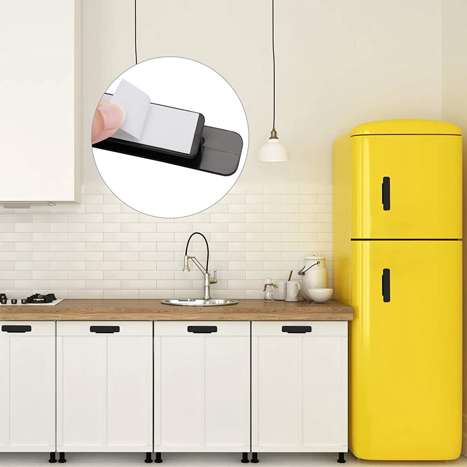 SnelShoppen - 8 Stuks Zwarte Plastic Zelfklevende Deurgrepen ABS Voor Deuren, Ramen, Lades, Kasten, Bedside Kasten, Koelkasten, Toiletdeksels - Eenvou