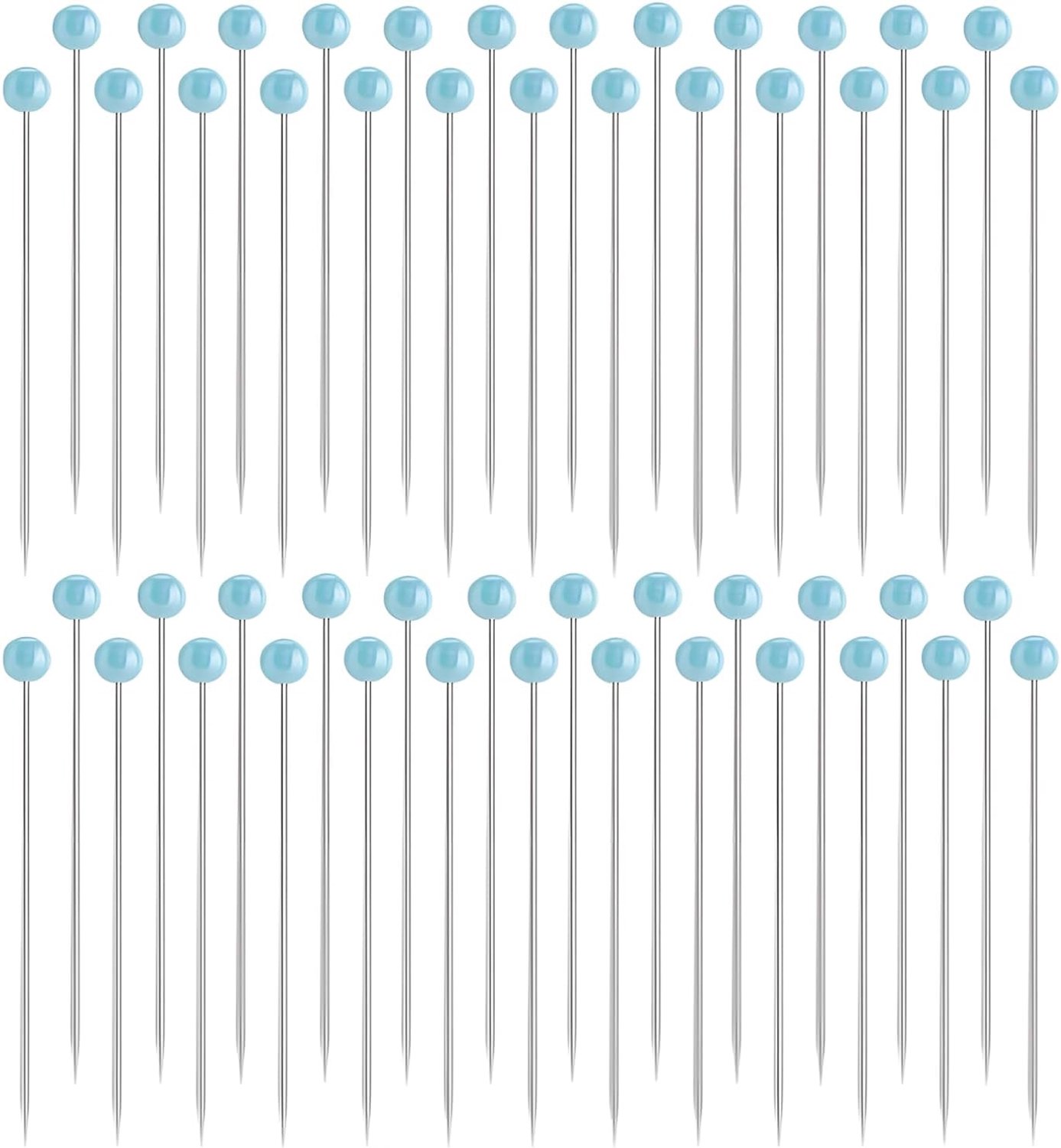 250 stuks 43 mm rechte naaipenden, niet gemakkelijk te buigen glazen koppennen, naaispelden blauwe roestvrijstalen - ShopVlot