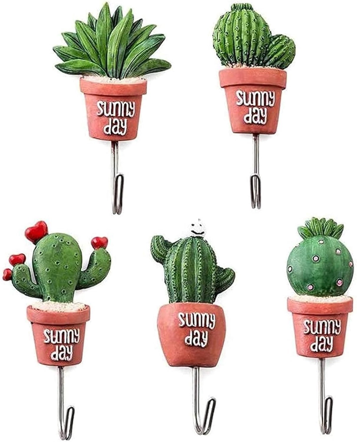 5pcs flower pot hooks, stainless steel hooks, self-adhesive wall hooks cactus - ShopVlot