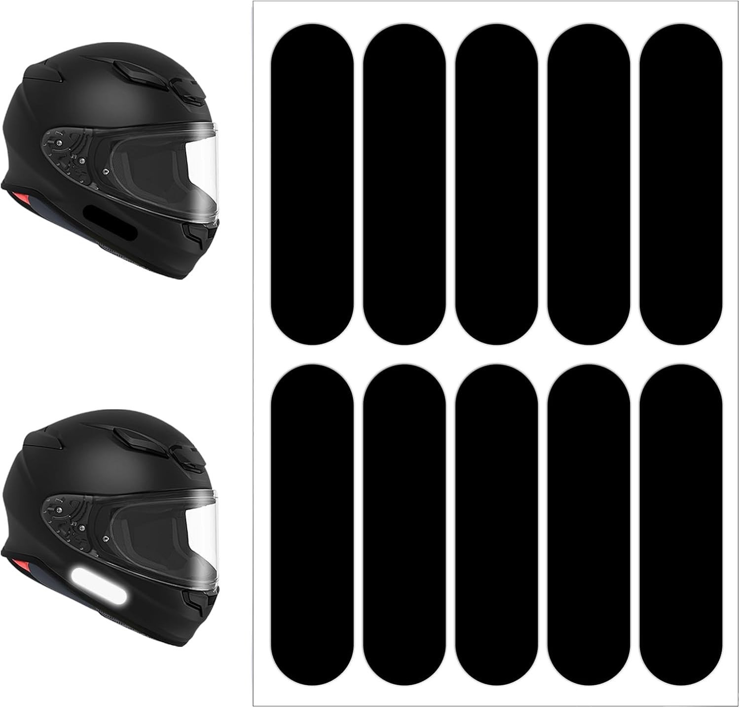 Reflecterende Stickers voor Motoren, Set van 10, Zwart, Veiligheid, Visibiliteit, Duurzaam