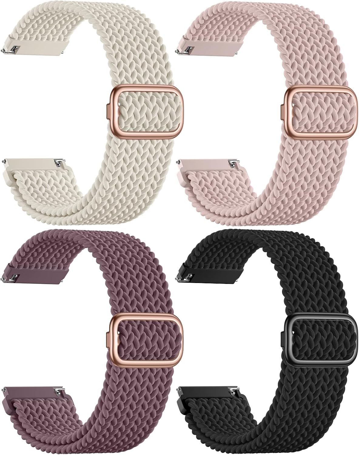 20 mm gevlochten armbanden compatibel met Garmin Vivoactive 5 band - Vivoactive 6 3 voor vrouwen en mannen, zacht nylon band voor Forerunner 55 245 Venu sq 2 Galaxy Watch 7 6 5 4 Fe, 20mm, Nylon