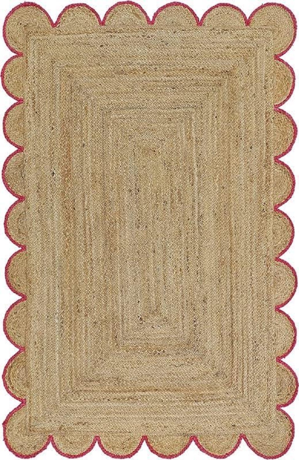 Timeless Elegance Meets Artisan Vakmanschap - Geschulpte Gevlochten Jute Tapijt voor Onderscheidende Stijl (Roze, 18 cm x 18 cm Vierkant)