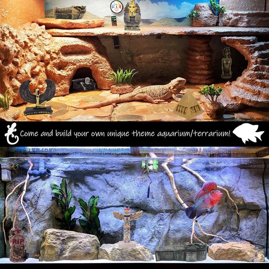Dood met Sikkel Aquarium Vistank Decoraties Standbeeld Beeldje Reptiel Hagedis Tanks Terrarium Duivel Schedel Halloween Decor Ornament Huisdier — afbeelding 3
