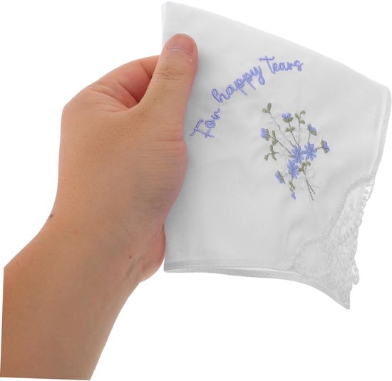 6 Stuks Geborduurde Katoenen Zakdoeken voor Dames Vierkante Witte Kant Handkerchiefs Zachte Absorberende Decoratieve Bruiloft Accessoires — afbeelding 4
