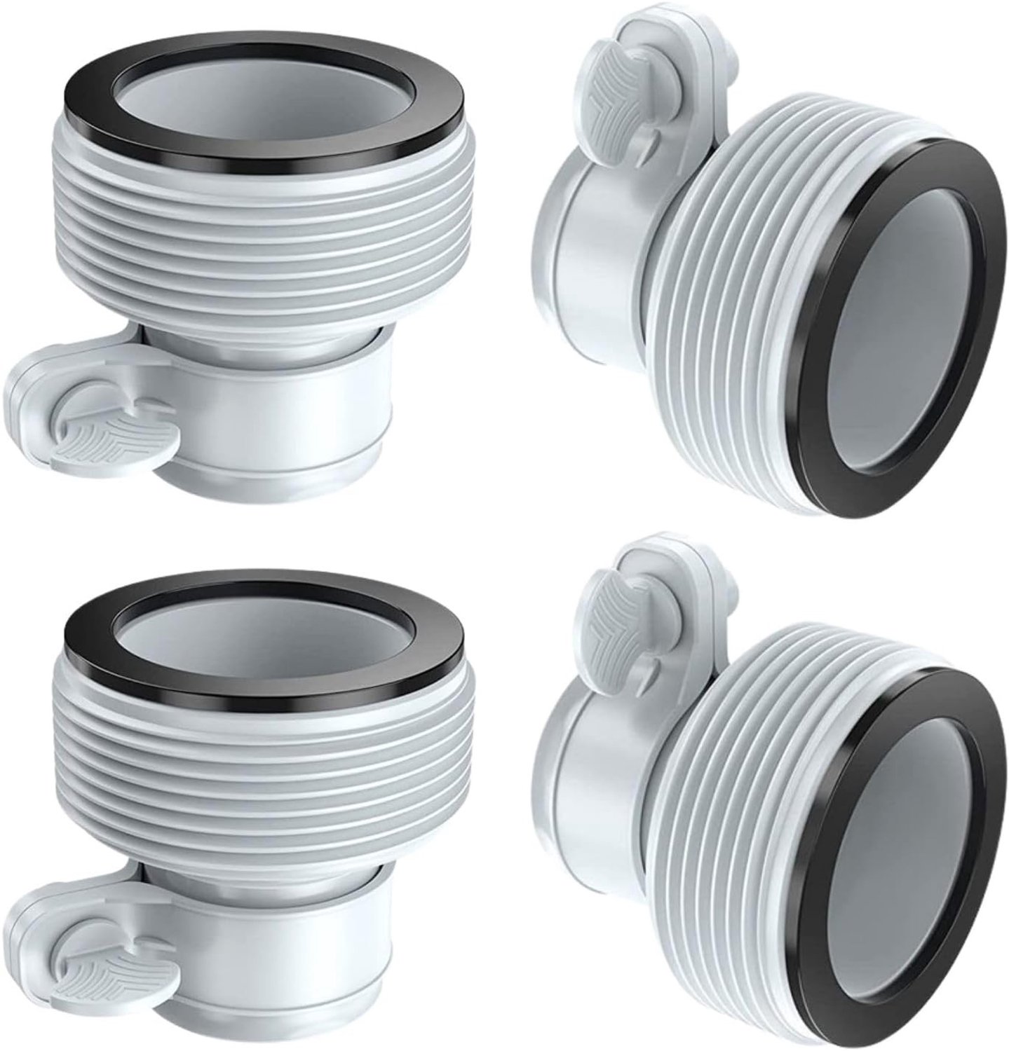 4-delige Slangadapterset voor Zwembaden, Geschikt voor Type B, 1.5 inch Aansluitingen, Interchangeable Draadkraag en Slangverbindingen